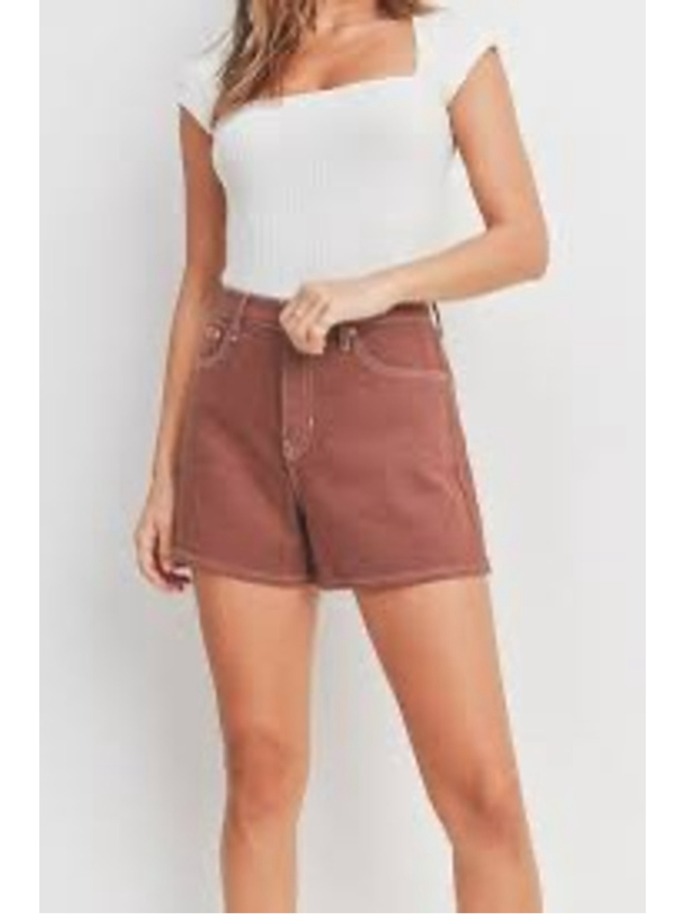 Aritzia Wilfred Free Melina 5" Mocha High Waist Shorts Size 0